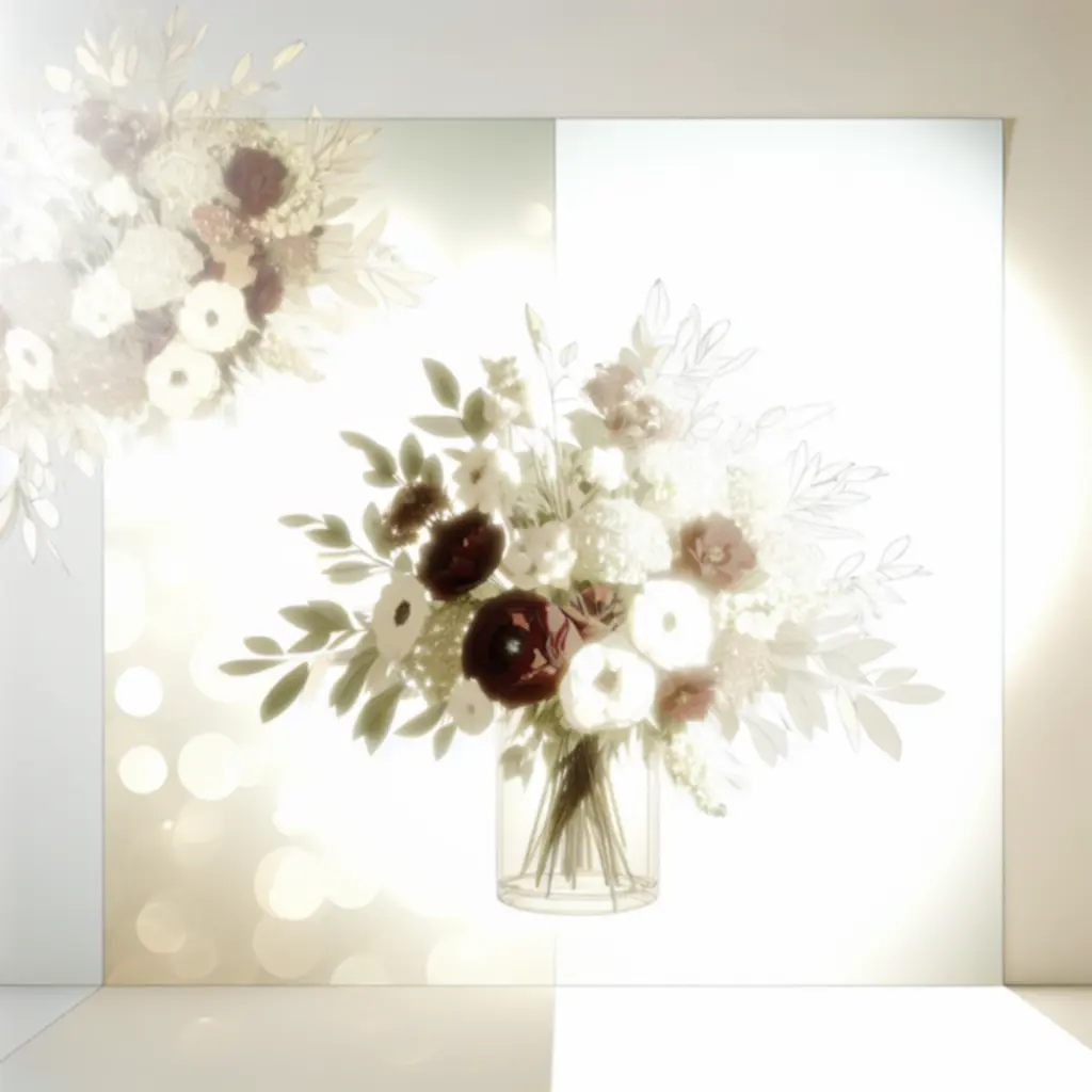 Elegáns, friss virágcsokrok letisztult, természetes kompozícióban kihelyezve