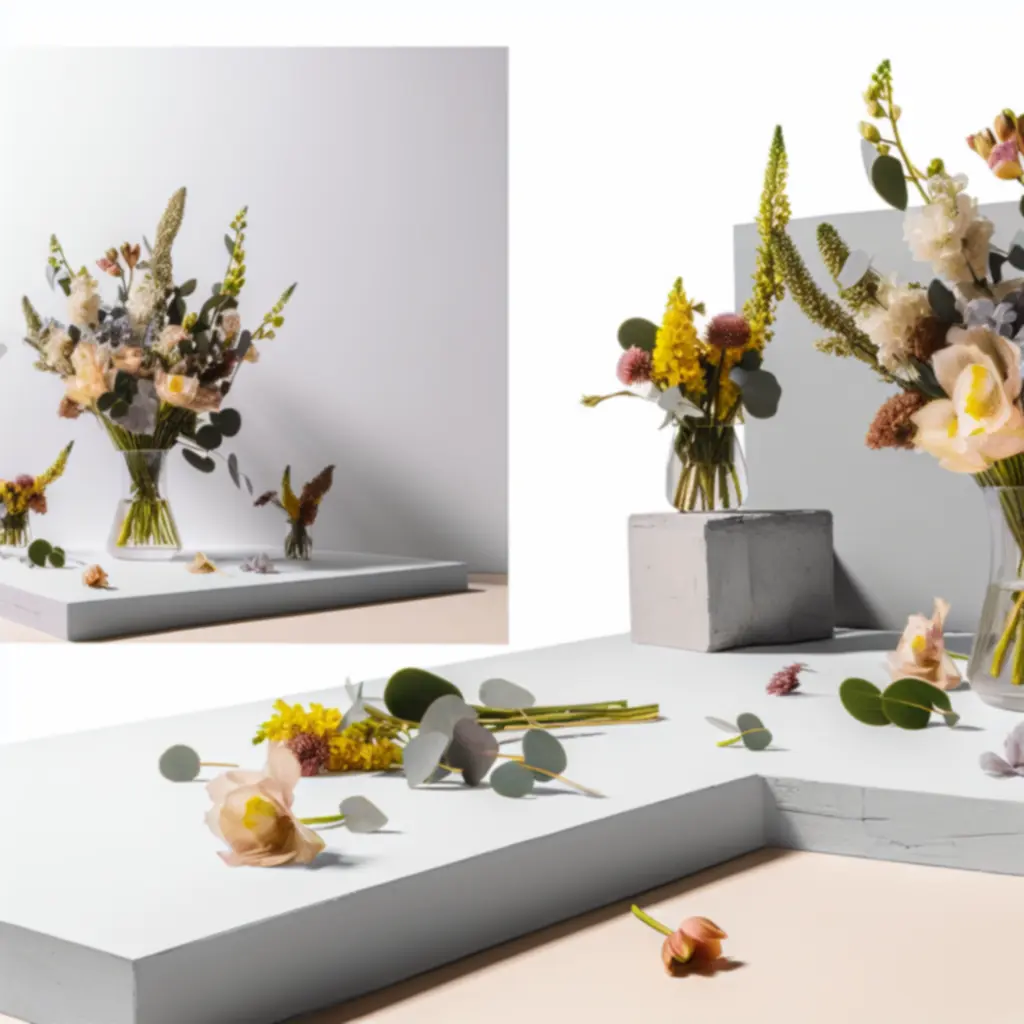 Szezonális virágkollekció elegáns, harmonikus elrendezésben